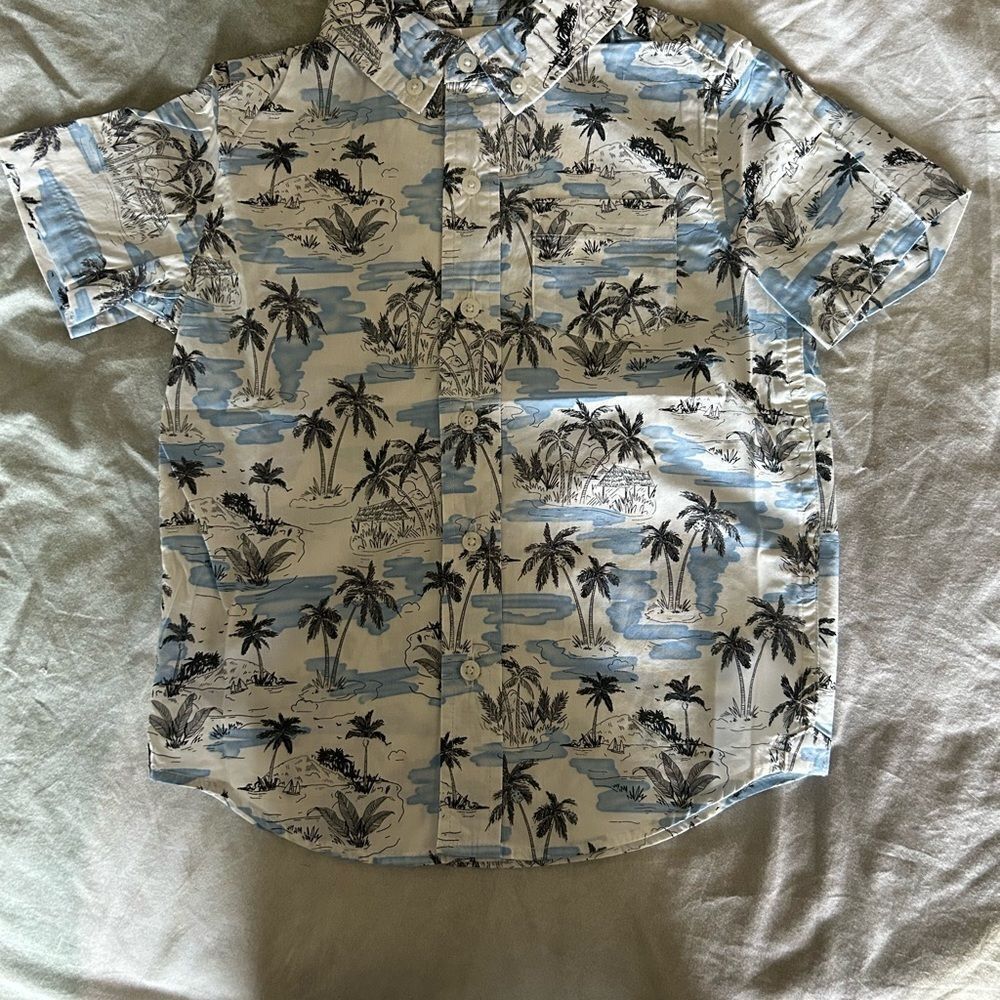 Janie and Jack Island Print Button Down Shirt